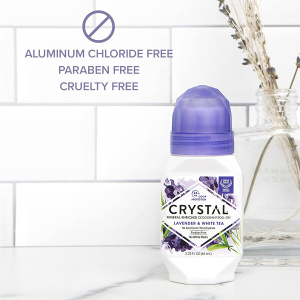CRYSTAL Mineral Deodorant Roll-On Unscented Body Deodorant With 24-Hour Odor Protection, Aluminum Chloride & Paraben Free, 2.25 FL OZ (Packaging May Vary)