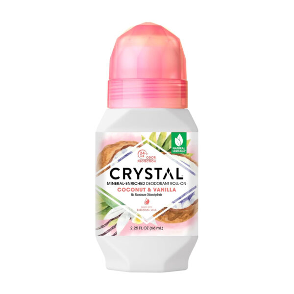 CRYSTAL Mineral Deodorant Roll-On Unscented Body Deodorant With 24-Hour Odor Protection, Aluminum Chloride & Paraben Free, 2.25 FL OZ (Packaging May Vary)