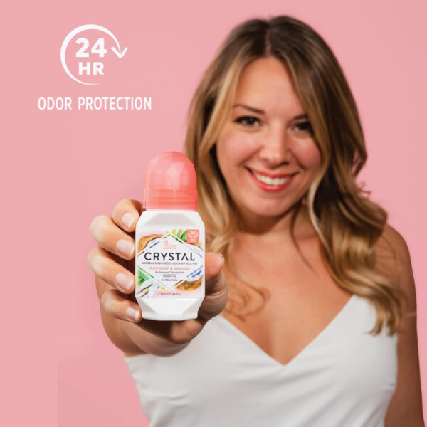 CRYSTAL Mineral Deodorant Roll-On Unscented Body Deodorant With 24-Hour Odor Protection, Aluminum Chloride & Paraben Free, 2.25 FL OZ (Packaging May Vary)