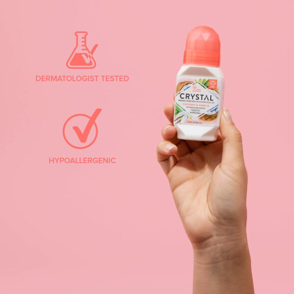 CRYSTAL Mineral Deodorant Roll-On Unscented Body Deodorant With 24-Hour Odor Protection, Aluminum Chloride & Paraben Free, 2.25 FL OZ (Packaging May Vary)