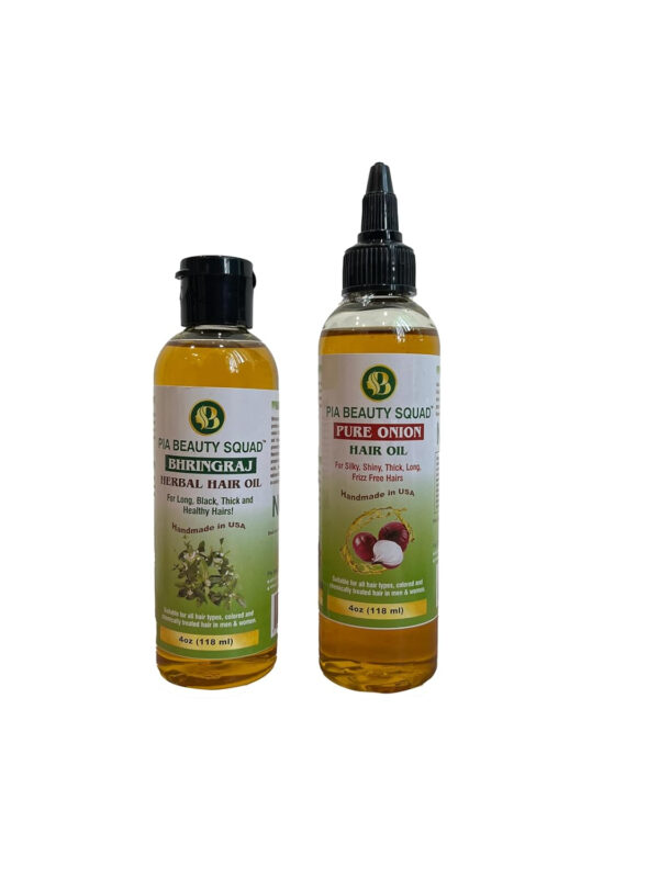 Bhringraj and Pure Onion Hair Oil Combo for Healthy, Thicker Hair Growth - 100% Natural, Ayurvedic Formula - 8oz.