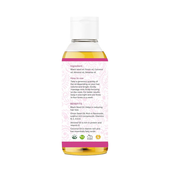 68932fa46a3bf33057399c8eb76fa3fdd51df59c78eb794bd82eb.jpg Hair Oil with Red Onion, Black Seed, Coconut, Almond, and Sesame - 100 Ml 3.38 fl oz - Natural Ingredients, Healthy Scalp, Shine, and Growth Support