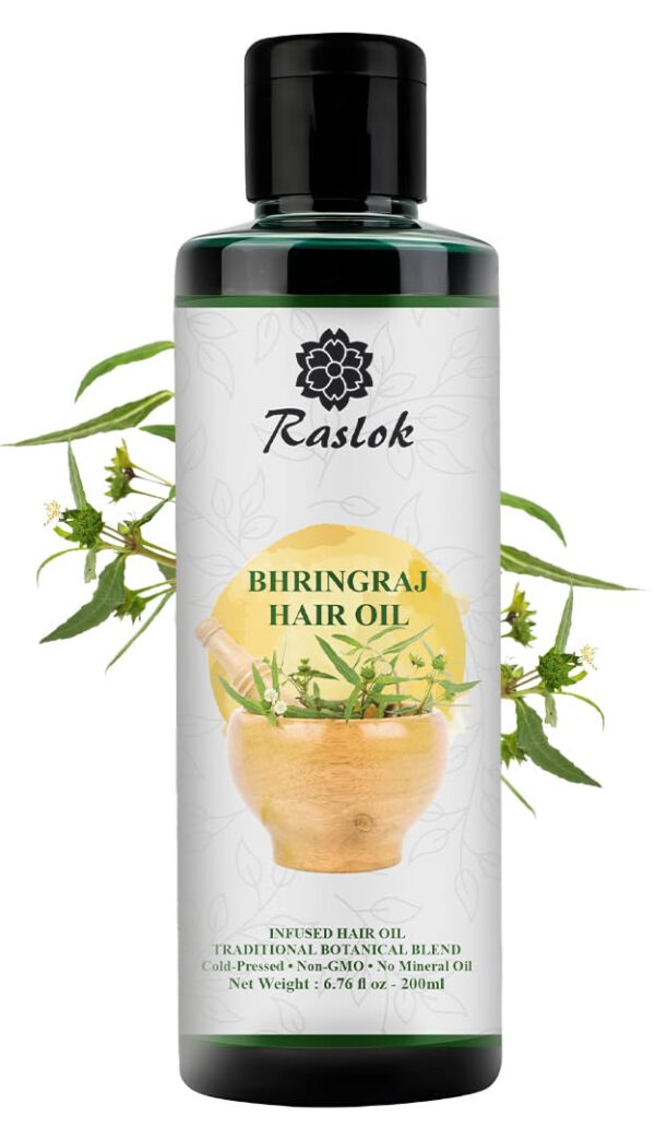 Bhringraj Hair Oil 6.76 fl oz –200ml | Ayurvedic Botanical Blend with Amla, Neem, Hibiscus & Brahmi | Cold-Pressed | Non-GMO | No Mineral Oil | Made in India
