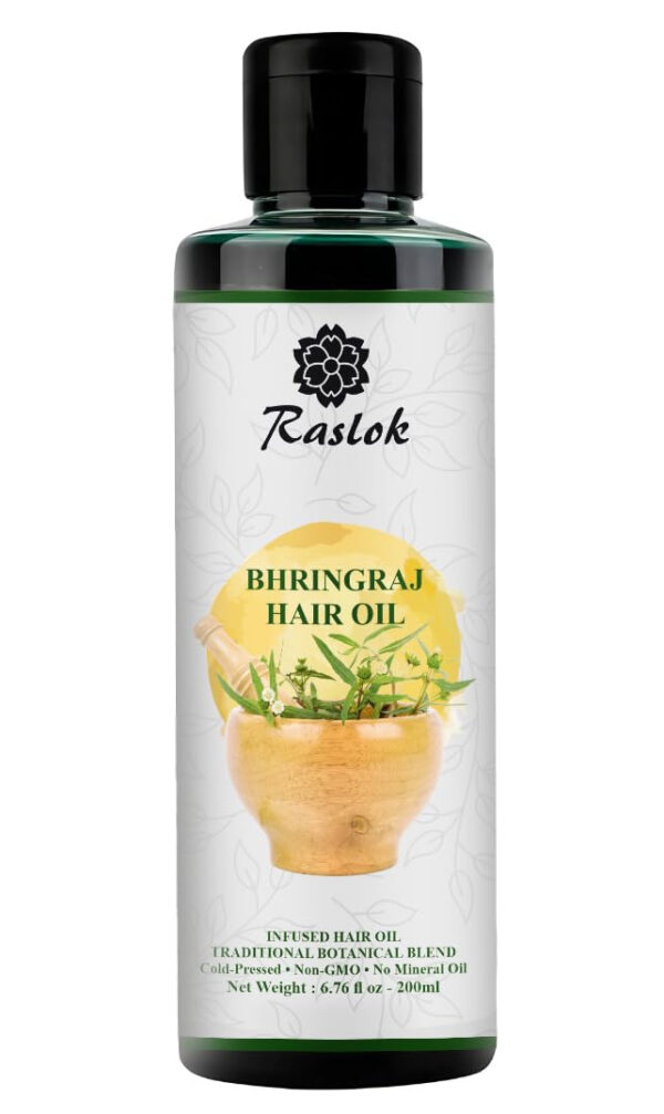 Bhringraj Hair Oil 6.76 fl oz –200ml | Ayurvedic Botanical Blend with Amla, Neem, Hibiscus & Brahmi | Cold-Pressed | Non-GMO | No Mineral Oil | Made in India