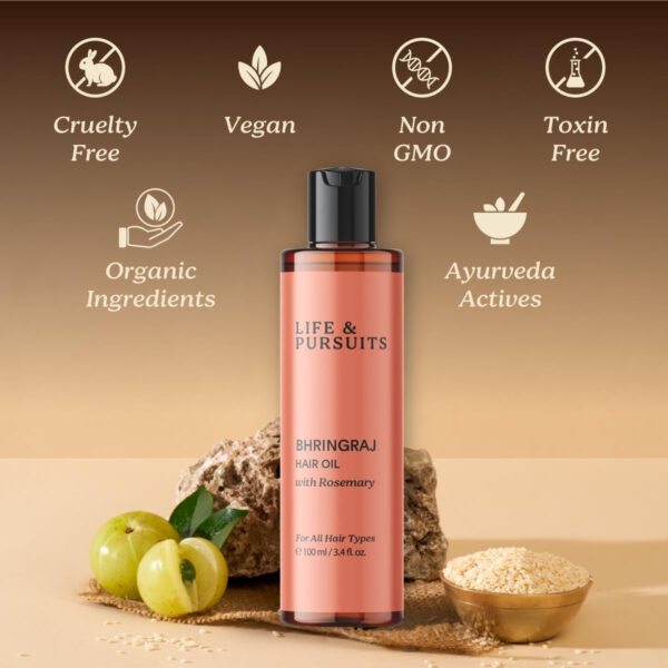 68933038f34a6312b91d6c5e0e51f5ef058585c3e32ff77ba5725.jpg Life & Pursuits Bhringraj Hair Growth Oil 6.8 Fl Oz, Natural Ayurveda Scalp Therapy For Men & Women| Rosemary, Amla, Hibiscus, Tea Tree & Coconut| Reduces Itchiness & Dryness| Nourishes Damaged Hair