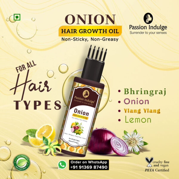 Onion & Bhringraj Hair oil for hair Growth | Non Sticky & Non Greasy | Natural & Vegan Hair oil for All Hair Type -100ml
