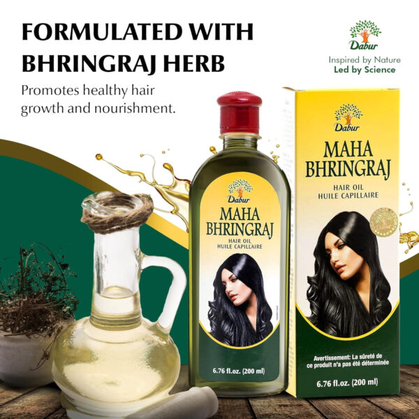 689330c283e80194f56cc23c49440a16889c10fa2e1d0f51eb330.jpg Dabur Maha Bhringraj Herbal Ayurvedic Hair Oil – Infused with Bhringraj Oil for Scalp Nourishment, Soft and Manageable Strands – Oils for Hair and Scalp Massage – 200ML (6.76 fl oz)