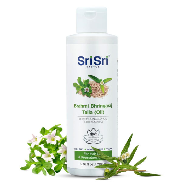 SRI SRI TATTVA Hair Oil, Brahmi Bhringraj, 6.76 fl oz, Ayurvedic Hair Conditioning Oil, Natural Herbal Hair Oil for Smooth, Healthy Hair and Scalp