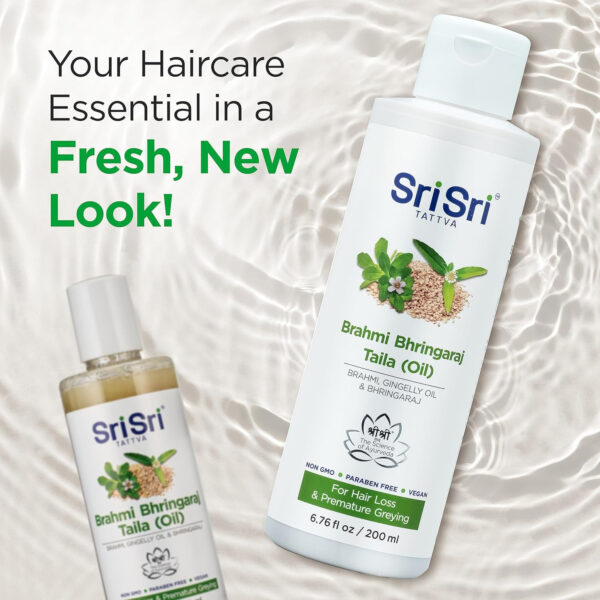 SRI SRI TATTVA Hair Oil, Brahmi Bhringraj, 6.76 fl oz, Ayurvedic Hair Conditioning Oil, Natural Herbal Hair Oil for Smooth, Healthy Hair and Scalp
