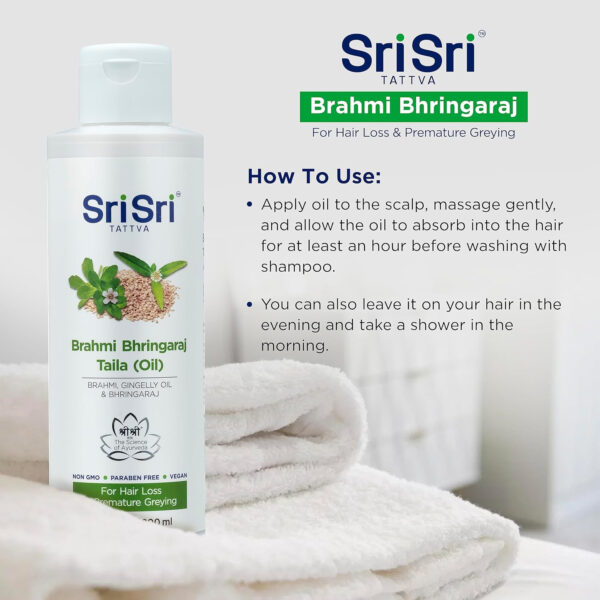 SRI SRI TATTVA Hair Oil, Brahmi Bhringraj, 6.76 fl oz, Ayurvedic Hair Conditioning Oil, Natural Herbal Hair Oil for Smooth, Healthy Hair and Scalp