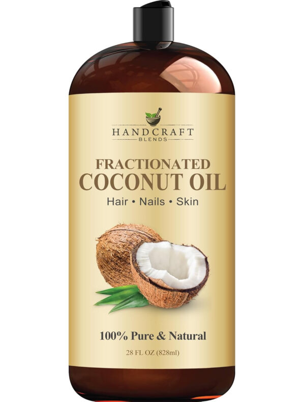Handcraft Blends Fractionated Coconut Oil - 16 Fl Oz - 100% Pure and Natural - Premium Grade Carrier Oil for Skin, Hair and Body - Massage - Hair Tonic