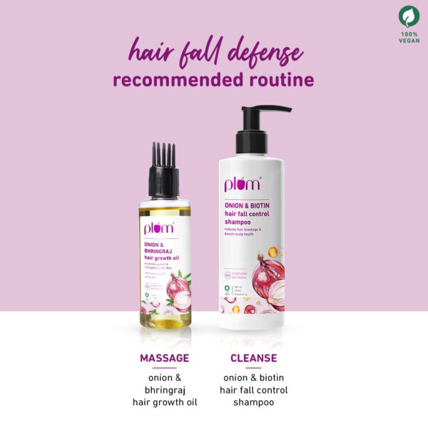 Plum Onion Hair Oil For Growth With Bhringraj, Curry Leaf And Amla Oils | For All Hair Types| Sulphate Free Paraben Free | 100% Vegan | Promotes Growth 3.38 Oz