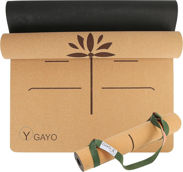 689332759e2920d3ceade211f1fd06dc7bf72273788fb231162ba.jpg Premium Yoga Cork Mat | 5mm Thick Natural Tree Rubber Base and Bigger Mat for Extra Support, Alignment lines for Guidance | Non-Slip, Natural & Eco-friendly, Your Ultimate Eco-Friendly Yoga Companion