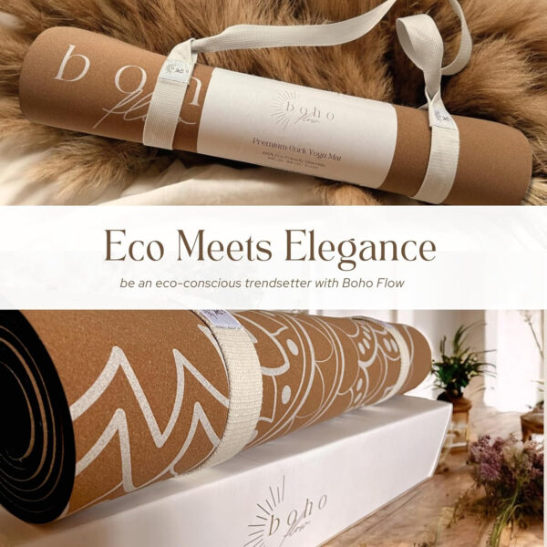 Eco Friendly Cork Yoga Mat 5mm Thick | Durable Natural Tree Rubber Base | Non-Slip, Sweatproof & Odor-Free | Extra Large (72” x 26”) | Plastic-Free Packaging | TPE and PVC Free | Elegant Design | Optional Alignment Lines