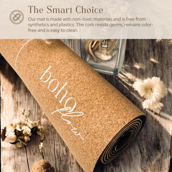 Eco Friendly Cork Yoga Mat 5mm Thick | Durable Natural Tree Rubber Base | Non-Slip, Sweatproof & Odor-Free | Extra Large (72” x 26”) | Plastic-Free Packaging | TPE and PVC Free | Elegant Design | Optional Alignment Lines