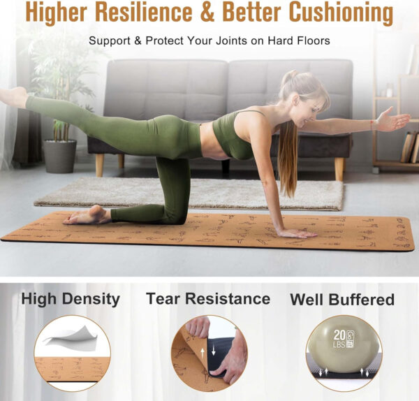 689332e1509328e240a8c770c36fdf57463fe327e3bc7aa4d0d9e.jpg Premium Cork Yoga Mat 1/4 & 2/5 Inch Thick 72 x 26 in, Thick Cork and TPE Non Slip Yoga Mats for Women Men, Sweat Proof Eco-friendly, Great for Hot Yoga & Workouts