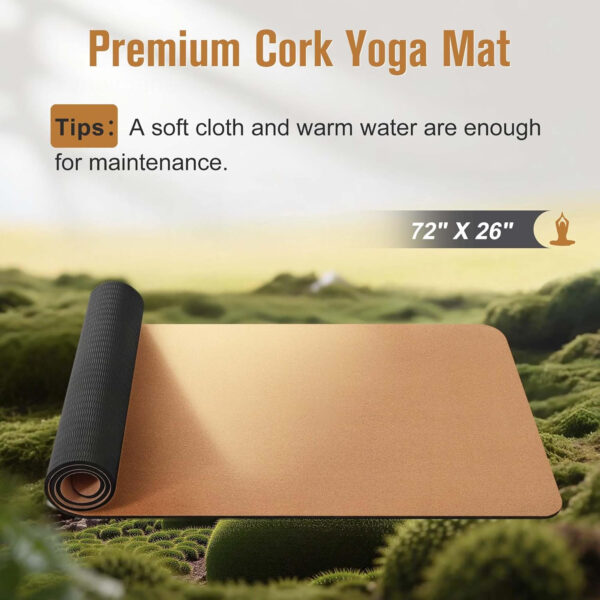 689332ed73e4bbdc890eae87c866d688078d01239a6356b1a69b1.jpg Premium Cork Yoga Mat 1/4 & 2/5 Inch Thick 72 x 26 in, Thick Cork and TPE Non Slip Yoga Mats for Women Men, Sweat Proof Eco-friendly, Great for Hot Yoga & Workouts