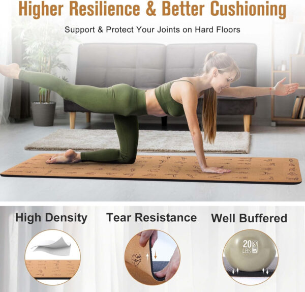 689332f36d165c54b78a2bb773eaadb11df0bbf9639e13c9253a8.jpg Premium Cork Yoga Mat 1/4 & 2/5 Inch Thick 72 x 26 in, Thick Cork and TPE Non Slip Yoga Mats for Women Men, Sweat Proof Eco-friendly, Great for Hot Yoga & Workouts
