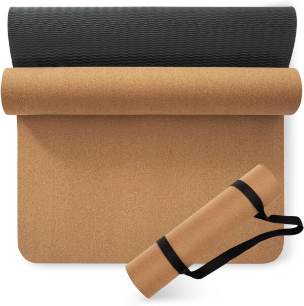 689332f964a19e85e009f5fec1c7e8df804202eda787402a5a558.jpg Premium Cork Yoga Mat 1/4 & 2/5 Inch Thick 72 x 26 in, Thick Cork and TPE Non Slip Yoga Mats for Women Men, Sweat Proof Eco-friendly, Great for Hot Yoga & Workouts