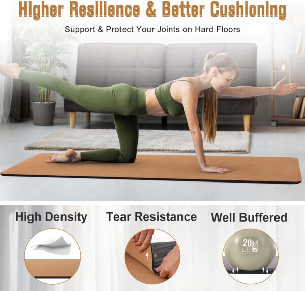 689332fbce01749cd01a2c0797e508c1799a37bbf5e50cd32095a.jpg Premium Cork Yoga Mat 1/4 & 2/5 Inch Thick 72 x 26 in, Thick Cork and TPE Non Slip Yoga Mats for Women Men, Sweat Proof Eco-friendly, Great for Hot Yoga & Workouts