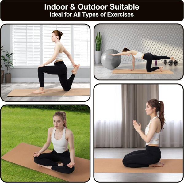 StrongTek Eco-Friendly Cork Yoga Mat, 7mm Thick, 72"x24", Cork+TPE, 2 lbs, Non-Slip, Lightweight & Cushioned Mat for Hot Yoga, Pilates & Home Fitness, Durable Surface with Natural Grip and Carry Strap