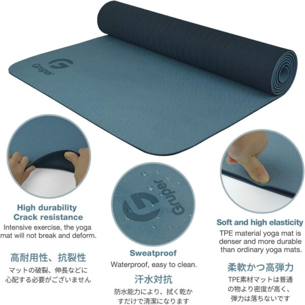 Yoga Mat Non Slip, Eco Friendly Fitness Exercise Mat with Carrying Strap,Pro Yoga Mats for Women,Workout Mats for Home, Pilates and Floor Exercises