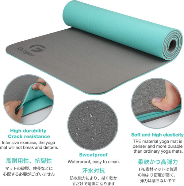Yoga Mat Non Slip, Eco Friendly Fitness Exercise Mat with Carrying Strap,Pro Yoga Mats for Women,Workout Mats for Home, Pilates and Floor Exercises