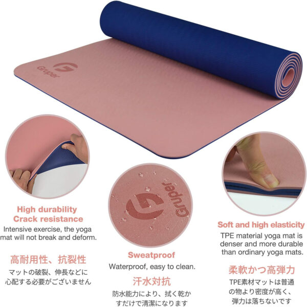 Yoga Mat Non Slip, Eco Friendly Fitness Exercise Mat with Carrying Strap,Pro Yoga Mats for Women,Workout Mats for Home, Pilates and Floor Exercises