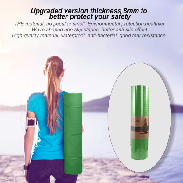 689334301e8584416eecec15755ee0b31b5b736448e444efb7810.jpg Yoga Mat 1/3 inch QMKGEC Exercise Mats 8mm TPE Non-Slip Extra Thick High-Density Eco Friendly for Yoga Workout Pilates Yoga Mats for Women Men