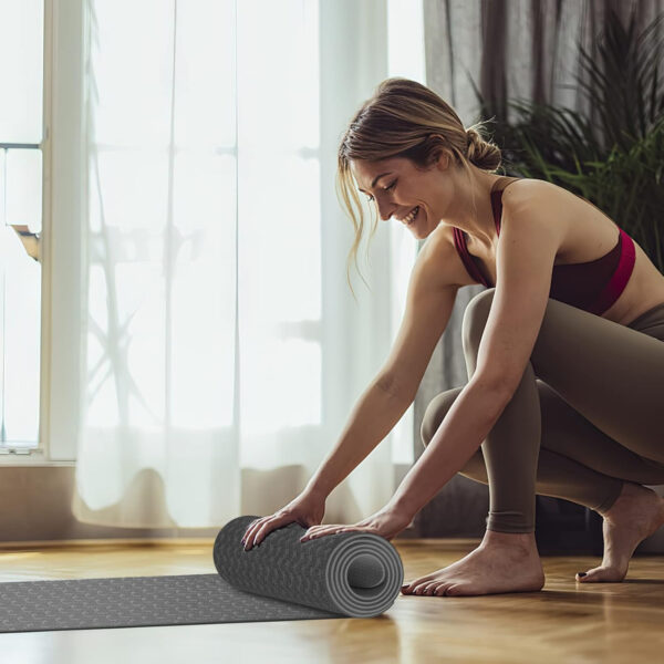 6893345378841bda221d022442f9a273399fec433760814ca11df.jpg Yoga Mat 1/3 inch QMKGEC Exercise Mats 8mm TPE Non-Slip Extra Thick High-Density Eco Friendly for Yoga Workout Pilates Yoga Mats for Women Men