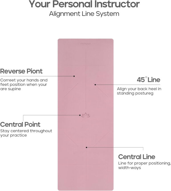 Heathyoga Eco Friendly Non Slip Yoga Mat, Body Alignment System, SGS Certified TPE Material - Textured Non Slip Surface and Optimal Cushioning,72"x 26" Thickness 1/4"