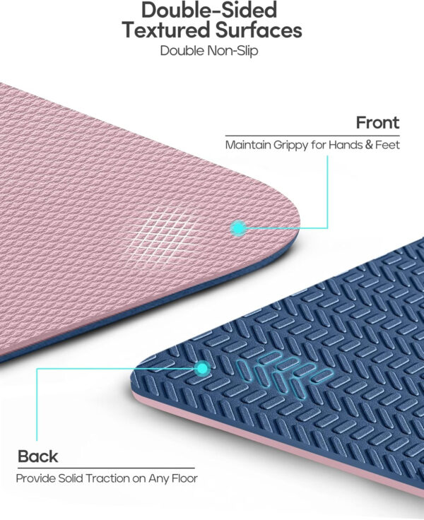 Heathyoga Eco Friendly Non Slip Yoga Mat, Body Alignment System, SGS Certified TPE Material - Textured Non Slip Surface and Optimal Cushioning,72"x 26" Thickness 1/4"
