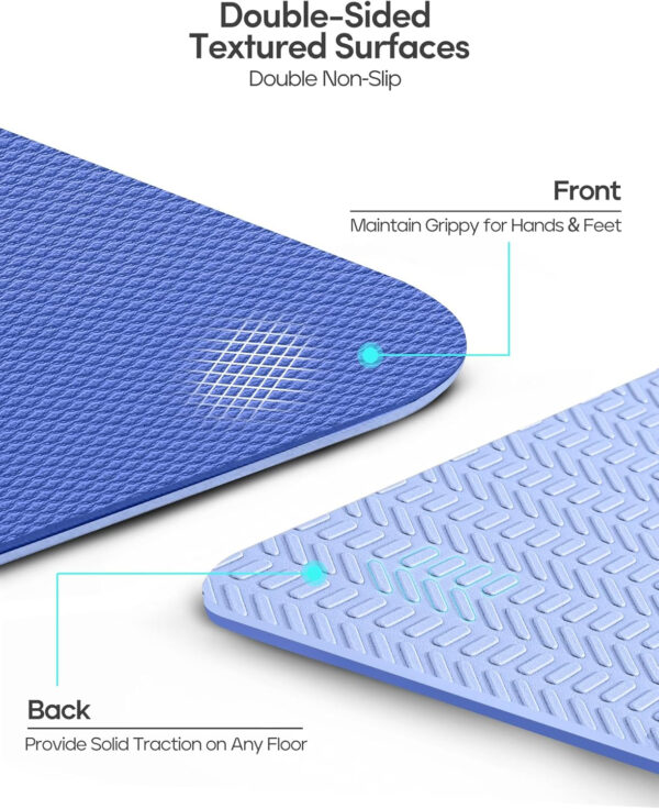 Heathyoga Eco Friendly Non Slip Yoga Mat, Body Alignment System, SGS Certified TPE Material - Textured Non Slip Surface and Optimal Cushioning,72"x 26" Thickness 1/4"