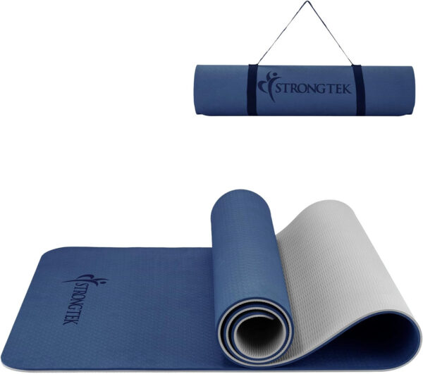 689334b1c77ced1afb138a75237e90ad2d8d2d804abf5da008b83.jpg StrongTek TPE Yoga Mat, 72" x 24" x 1/3", Non-Slip, Lightweight, Portable Exercise Mat with Carry Strap, Ideal for Yoga, Pilates, and Fitness, Comfortable for Workouts at Home, Gym, or Travel