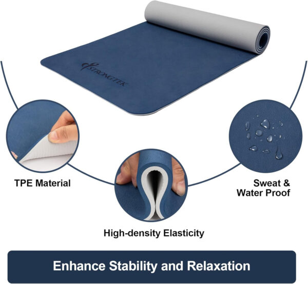 689334b2d958c605eed93ec712cdd40cadc96da475dacfdfccd98.jpg StrongTek TPE Yoga Mat, 72" x 24" x 1/3", Non-Slip, Lightweight, Portable Exercise Mat with Carry Strap, Ideal for Yoga, Pilates, and Fitness, Comfortable for Workouts at Home, Gym, or Travel