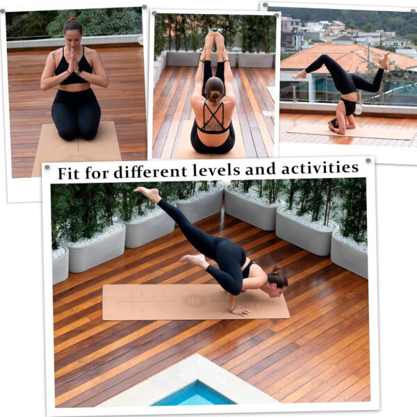 2 B BALANCED Premium Cork Yoga Mat - Always Stays Flat - Non Toxic - Non Slip - Brown - Cork & Rubber