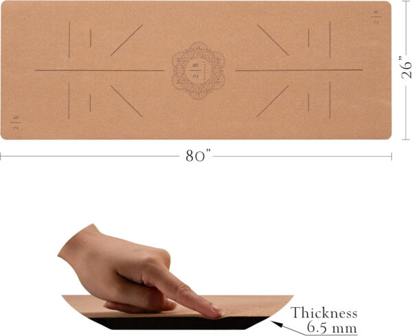2 B BALANCED Premium Cork Yoga Mat - Always Stays Flat - Non Toxic - Non Slip - Brown - Cork & Rubber