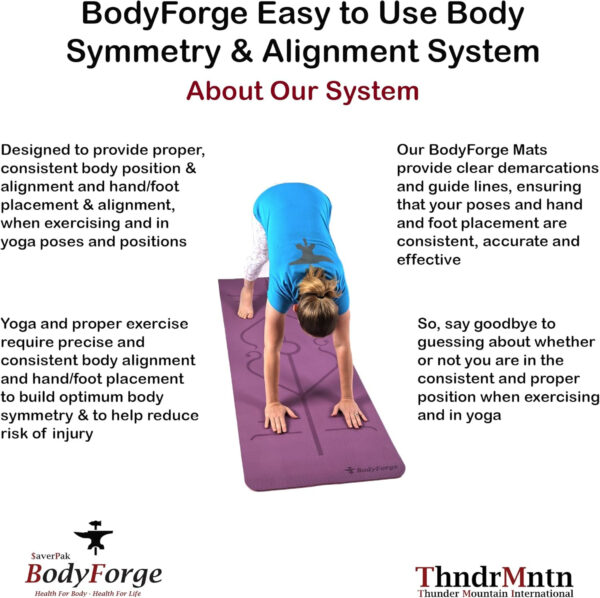 BodyForge Yoga Mat Thick Exercise Mat Thick 8mm TPE Eco-Friendly with Alignment Marks Non-Slip Extra Thick High-Density for Women and Men Workout Pilates