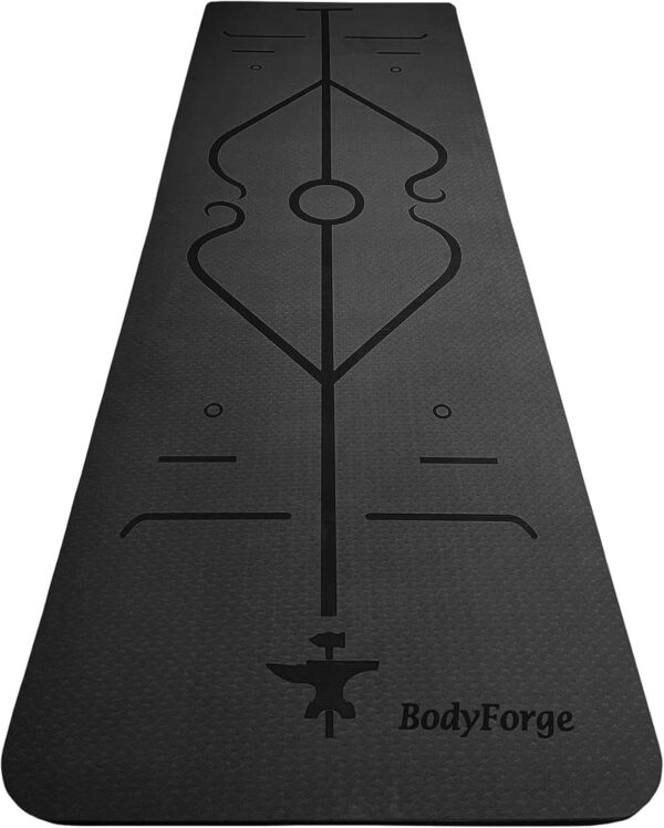 BodyForge Yoga Mat Thick Exercise Mat Thick 8mm TPE Eco-Friendly with Alignment Marks Non-Slip Extra Thick High-Density for Women and Men Workout Pilates