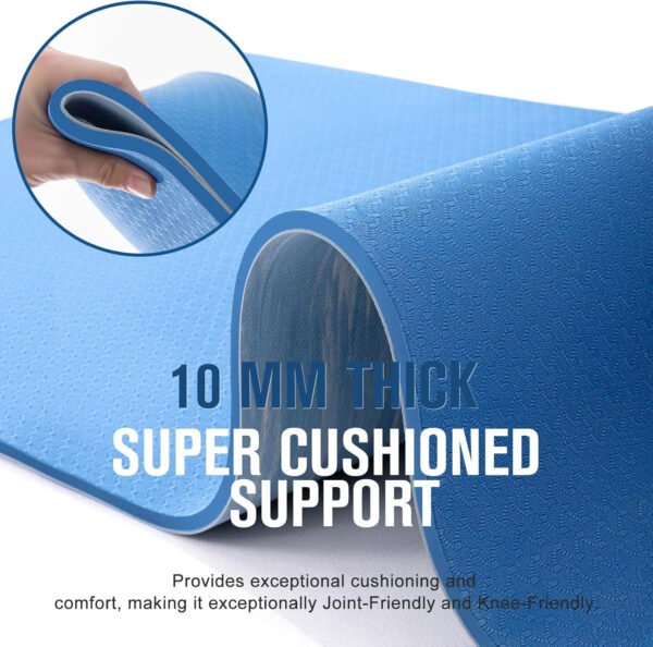 UMINEUX Extra Thick Yoga Mat, 2/5 Inch (10MM), Natural Rubber and TPE Non Slip Yoga Mats with Strap for Women Men, Eco Friendly Exercise Mat for Yoga, Pilates and Home Workout