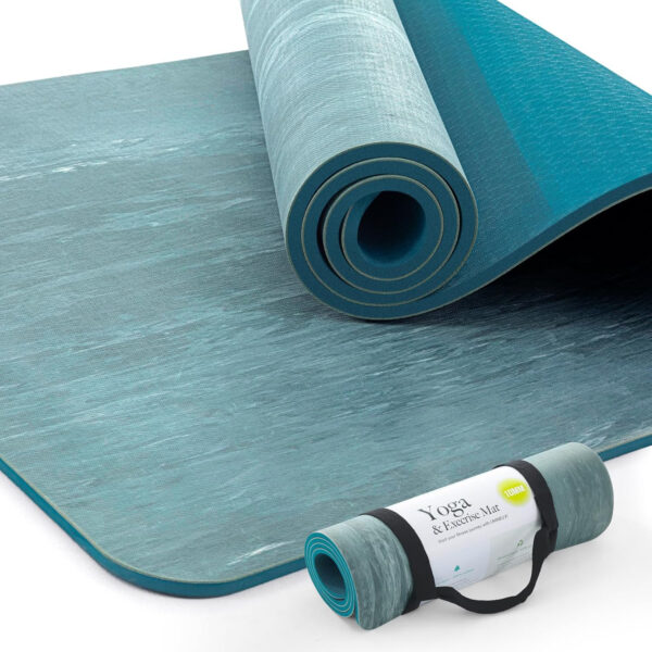 UMINEUX Extra Thick Yoga Mat, 2/5 Inch (10MM), Natural Rubber and TPE Non Slip Yoga Mats with Strap for Women Men, Eco Friendly Exercise Mat for Yoga, Pilates and Home Workout