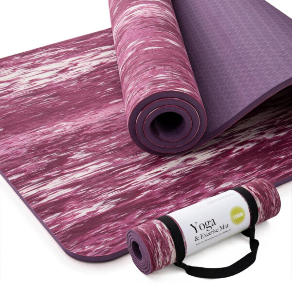 UMINEUX Extra Thick Yoga Mat, 2/5 Inch (10MM), Natural Rubber and TPE Non Slip Yoga Mats with Strap for Women Men, Eco Friendly Exercise Mat for Yoga, Pilates and Home Workout
