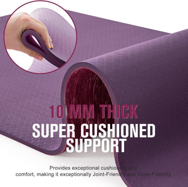 UMINEUX Extra Thick Yoga Mat, 2/5 Inch (10MM), Natural Rubber and TPE Non Slip Yoga Mats with Strap for Women Men, Eco Friendly Exercise Mat for Yoga, Pilates and Home Workout