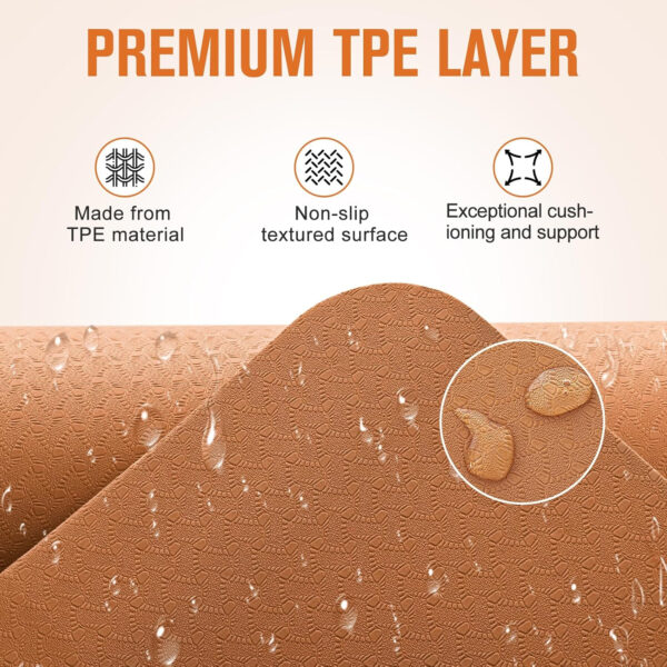 UMINEUX Extra Thick Yoga Mat, 2/5 Inch (10MM), Natural Rubber and TPE Non Slip Yoga Mats with Strap for Women Men, Eco Friendly Exercise Mat for Yoga, Pilates and Home Workout