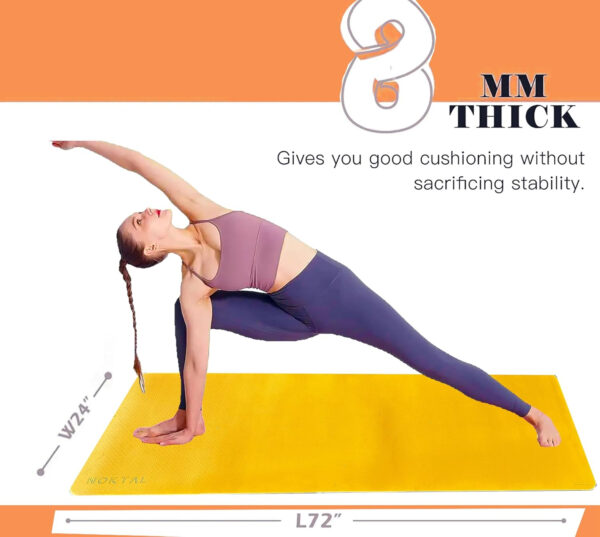 NOKTAL PRO Pilates & Yoga Mat - Eco Friendly, High Density, 72" x 24", 8MM Thick, Non Slip, For Yoga, Pilates, Meditation & Floor Exercises