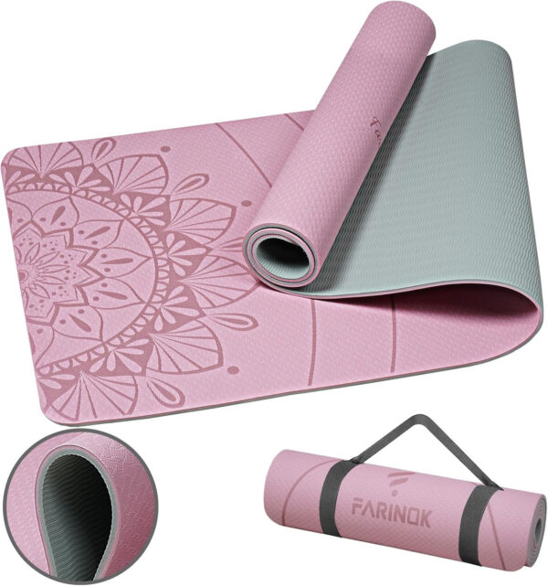 Yoga Mat Extra Thick 9MM, High Density Exercise Mats Non Slip for Home Workout, Pilates Mat with Strap for Women Men, Eco Friendly Mat Thick (9MM-NAVY-BLUE)