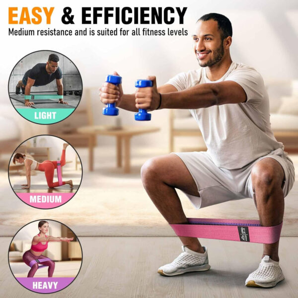 Fabric Resistance Bands for Working Out - Exercise Bands for Women and Men, Booty Bands for Legs and Glute, Yoga, Pilates, Rehab, Fitness and Home Workout