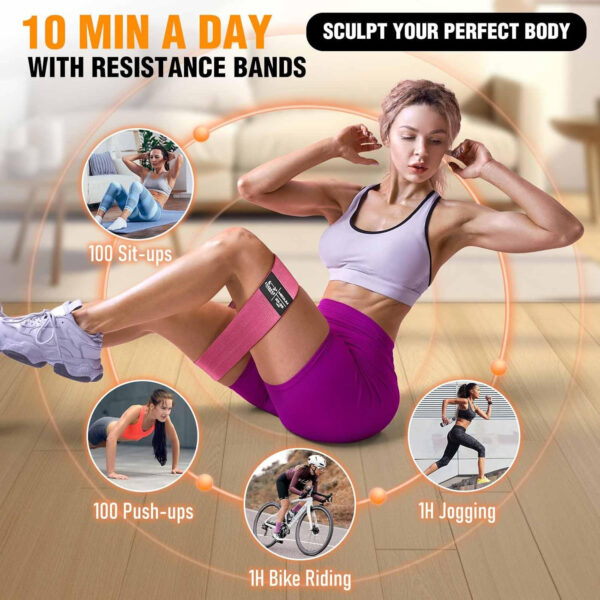 Fabric Resistance Bands for Working Out - Exercise Bands for Women and Men, Booty Bands for Legs and Glute, Yoga, Pilates, Rehab, Fitness and Home Workout