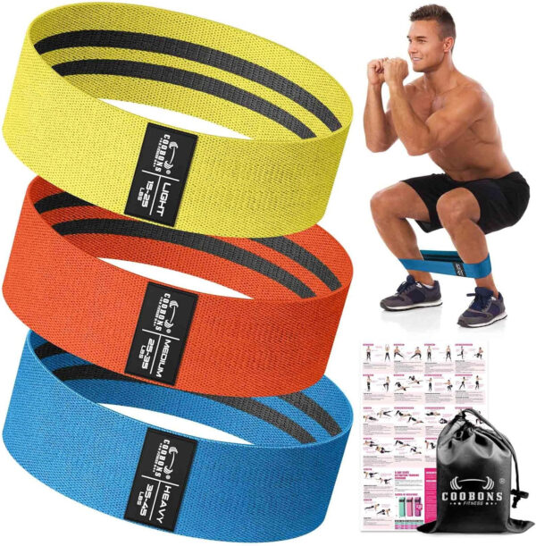 Fabric Resistance Bands for Working Out - Exercise Bands for Women and Men, Booty Bands for Legs and Glute, Yoga, Pilates, Rehab, Fitness and Home Workout
