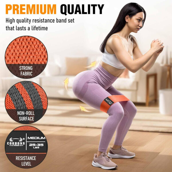Fabric Resistance Bands for Working Out - Exercise Bands for Women and Men, Booty Bands for Legs and Glute, Yoga, Pilates, Rehab, Fitness and Home Workout
